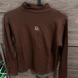 Brown Long Sleeve Turtleneck thermal Top size S